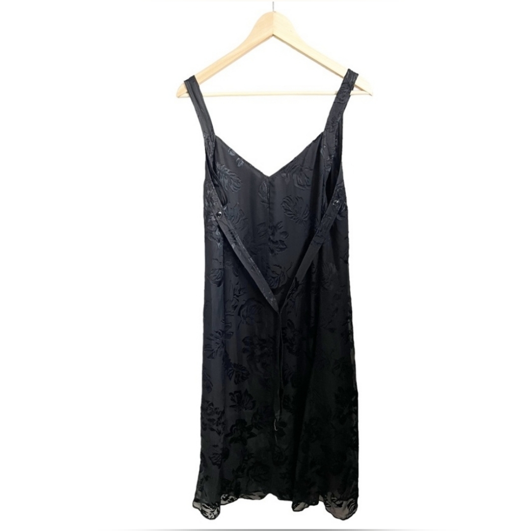 Rag & Bone Black Silk Dress With Gorgeous Velvet Brocade Overlay